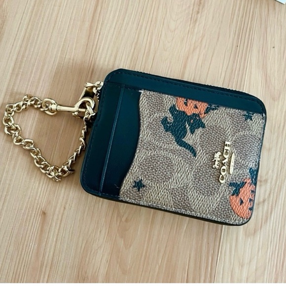 Coach Zip Card Case In Signature Canvas With Halloween Print # CW886 - Picture 2 of 5